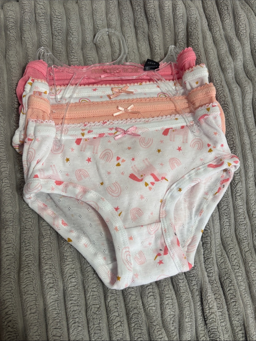 Girls' Pink & Peach Unicorn Print Cotton Underwear - Pack of 4